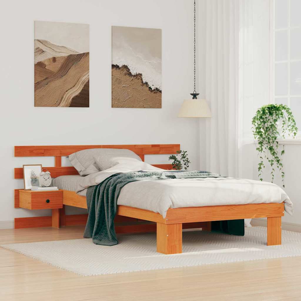 Bettrahmen Wachsbraun 90 x 200 cm Massives Kiefernholz