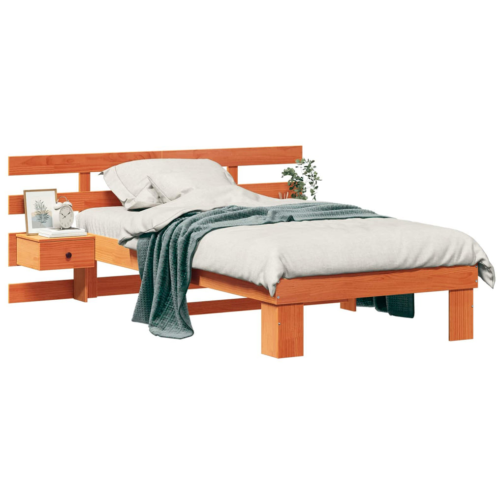 Bettrahmen Wachsbraun 90 x 190 cm Massives Kiefernholz