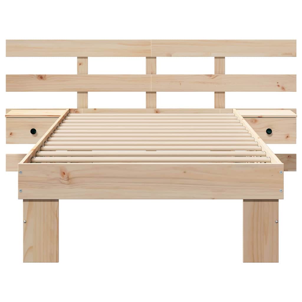 Bettrahmen mit Kopfteil Braun 75 x 190 cm Massives Kiefernholz
