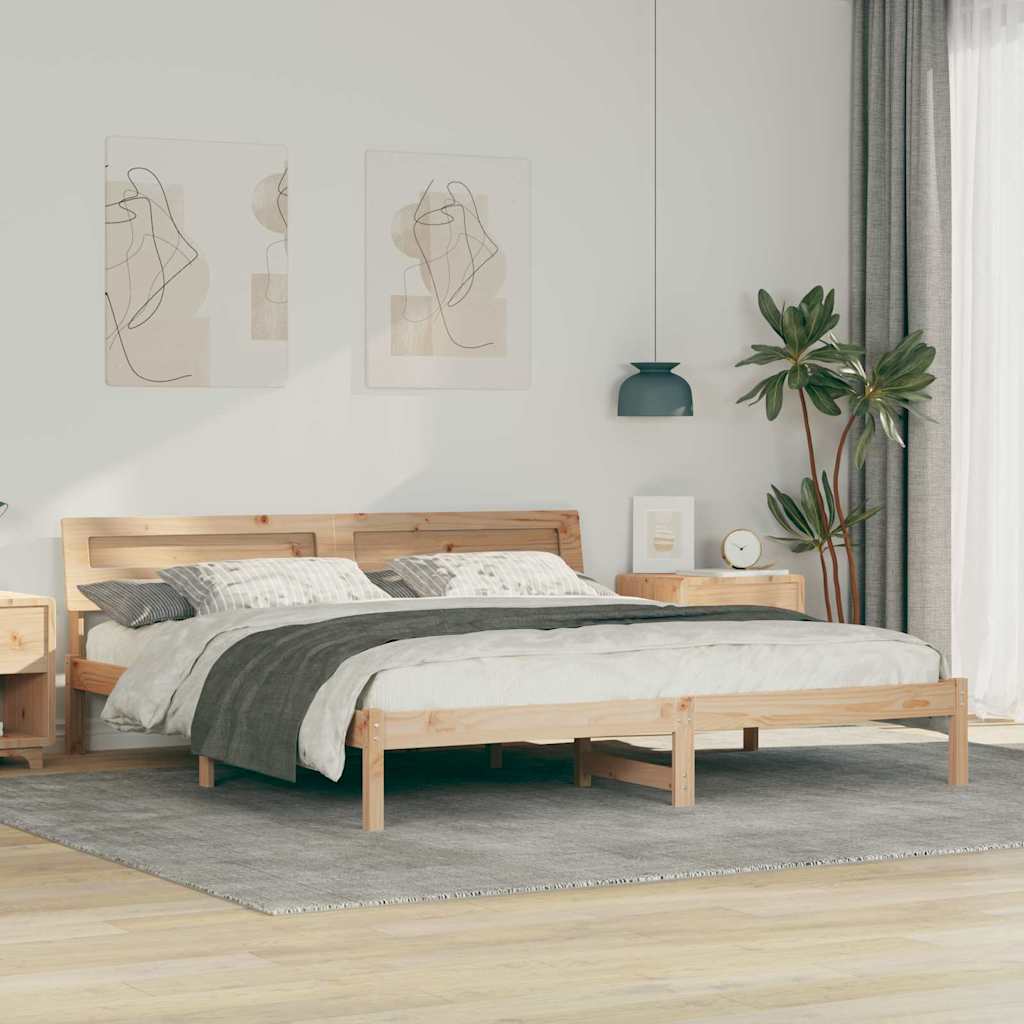 Bettrahmen mit Kopfteil Braun 180 x 200 cm Massives Kiefernholz