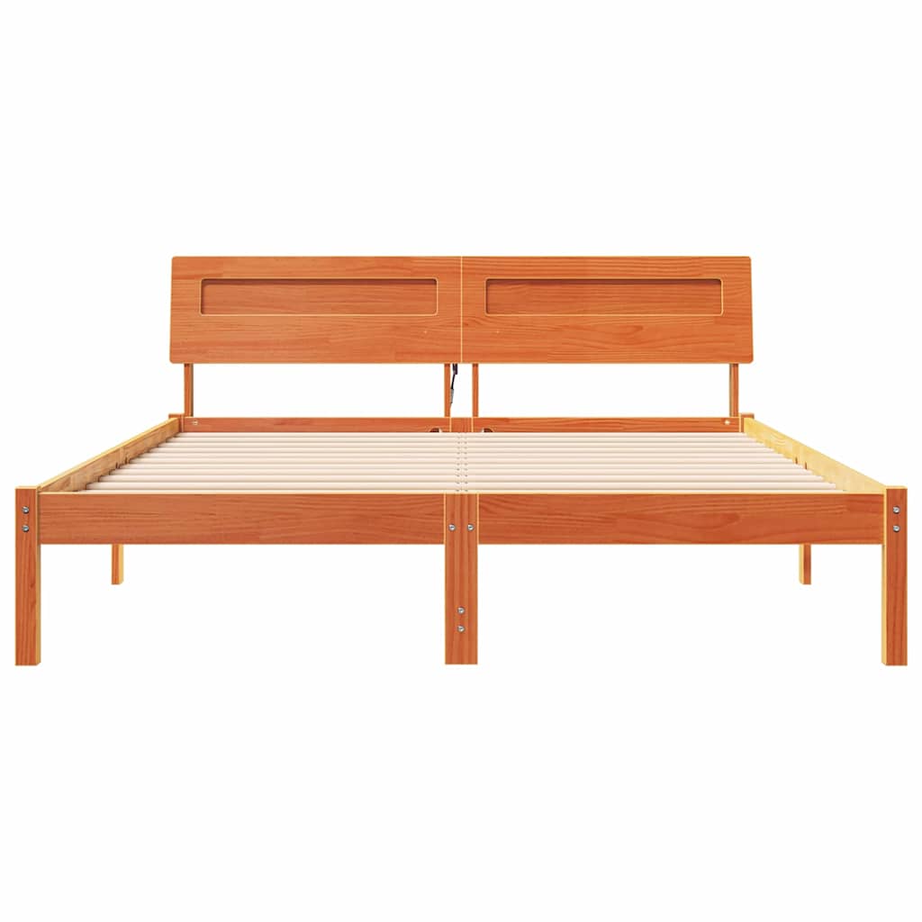 Bettrahmen Wachsbraun 160 x 200 cm Massives Kiefernholz