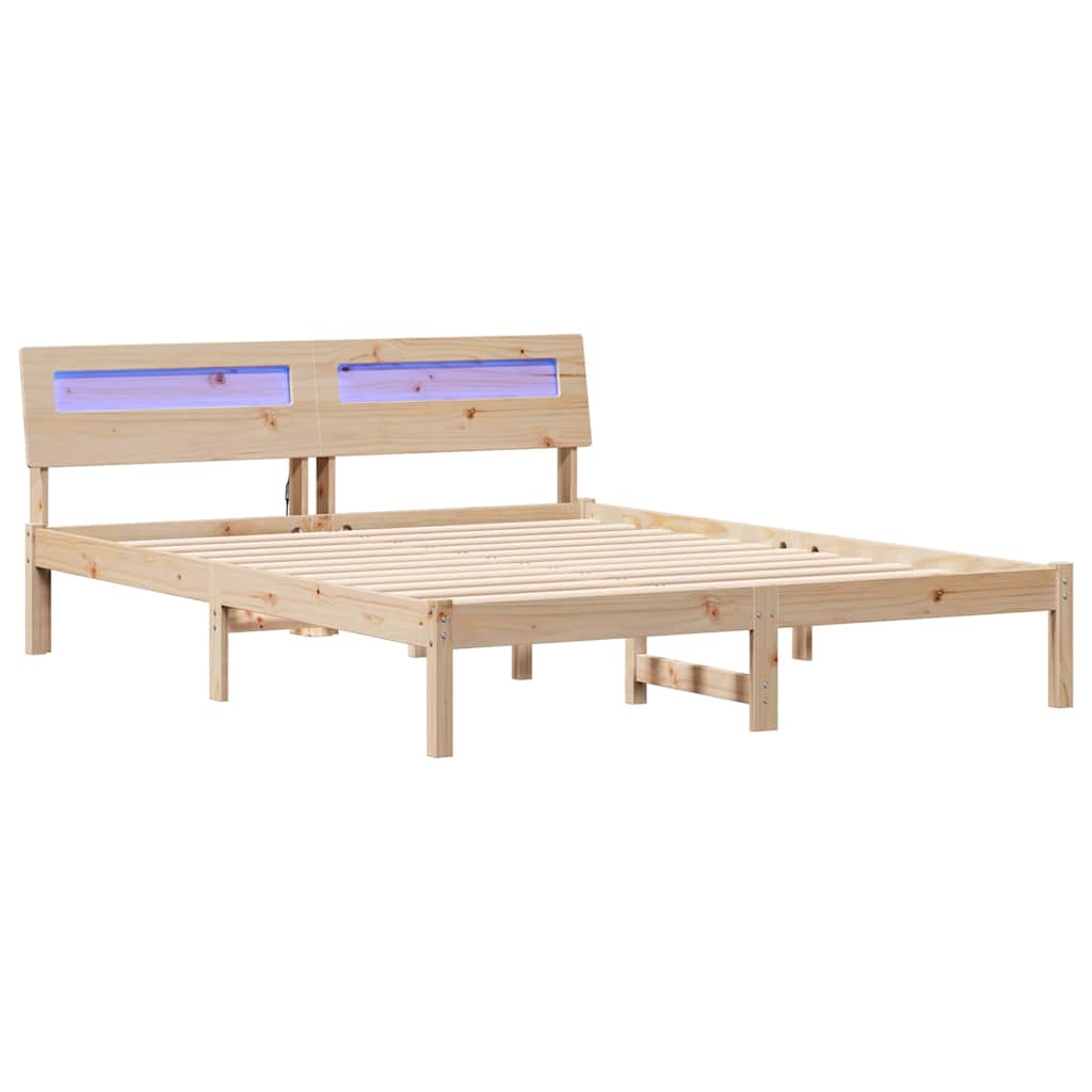 Bettrahmen mit Kopfteil Braun 150 x 200 cm Massives Kiefernholz