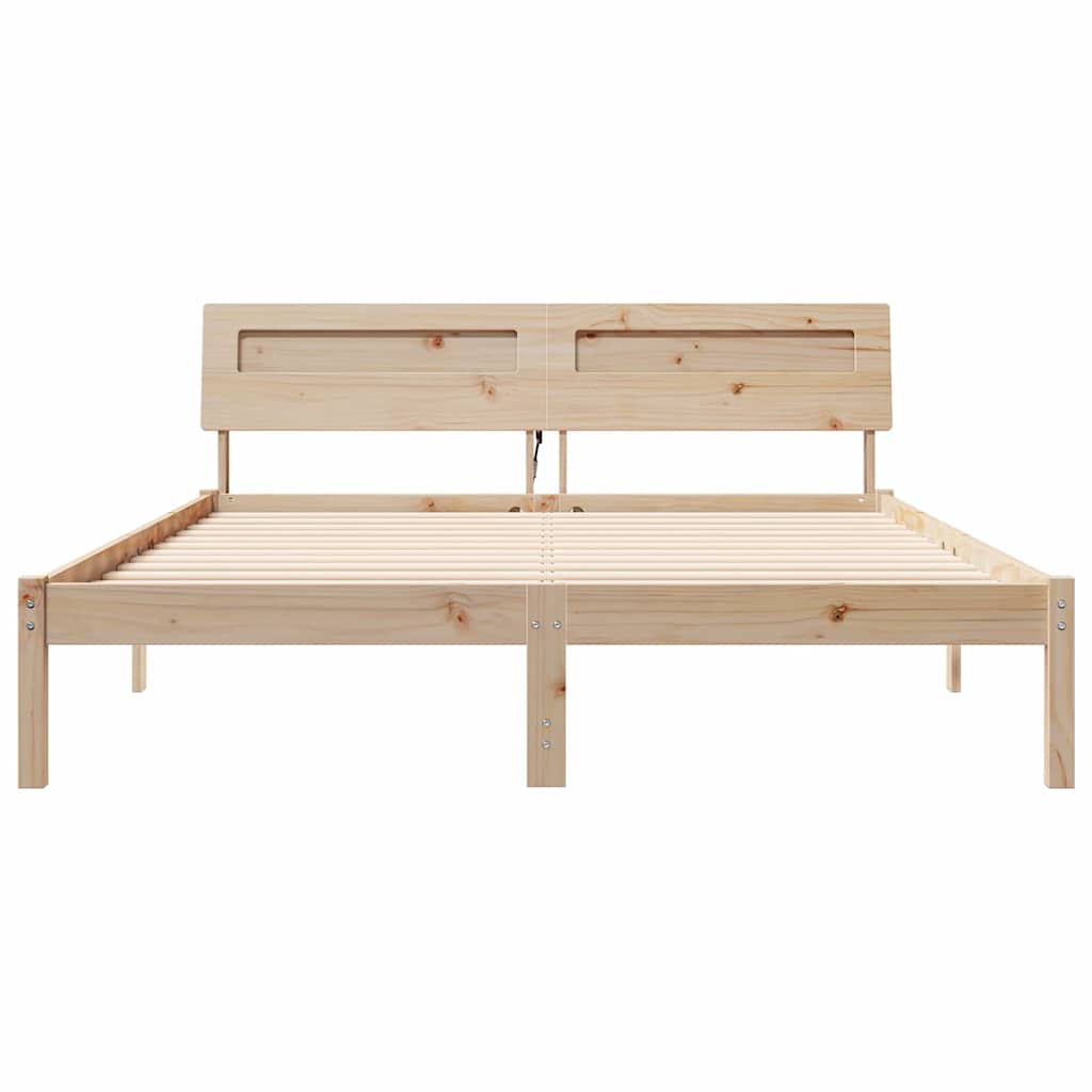 Bettrahmen mit Kopfteil Braun 150 x 200 cm Massives Kiefernholz
