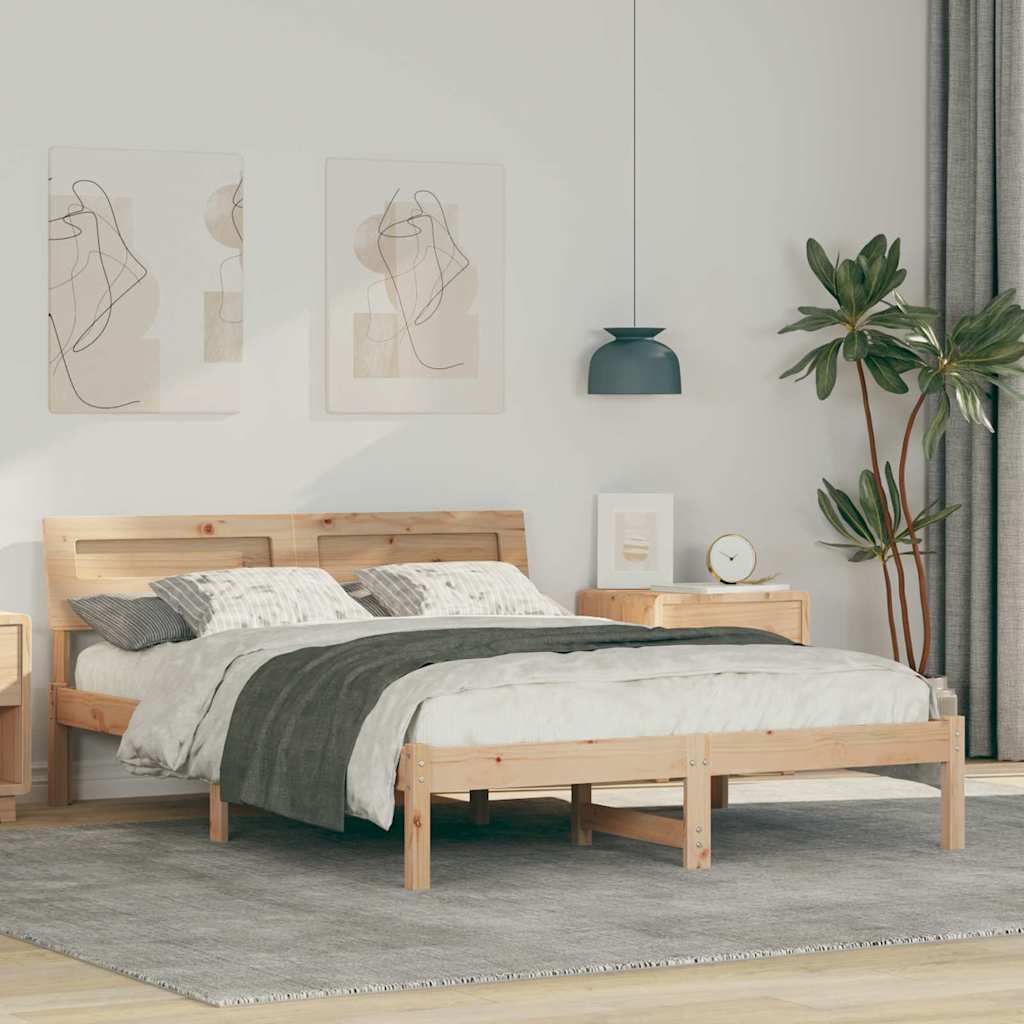 Bettrahmen mit Kopfteil Braun 120 x 200 cm Massives Kiefernholz