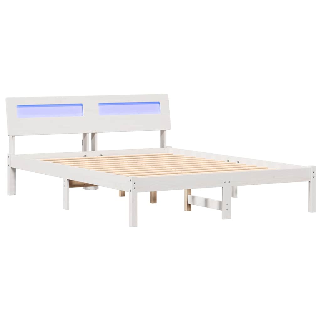 Bettrahmen mit Kopfteil Weiß 120 x 190 cm Massives Kiefernholz