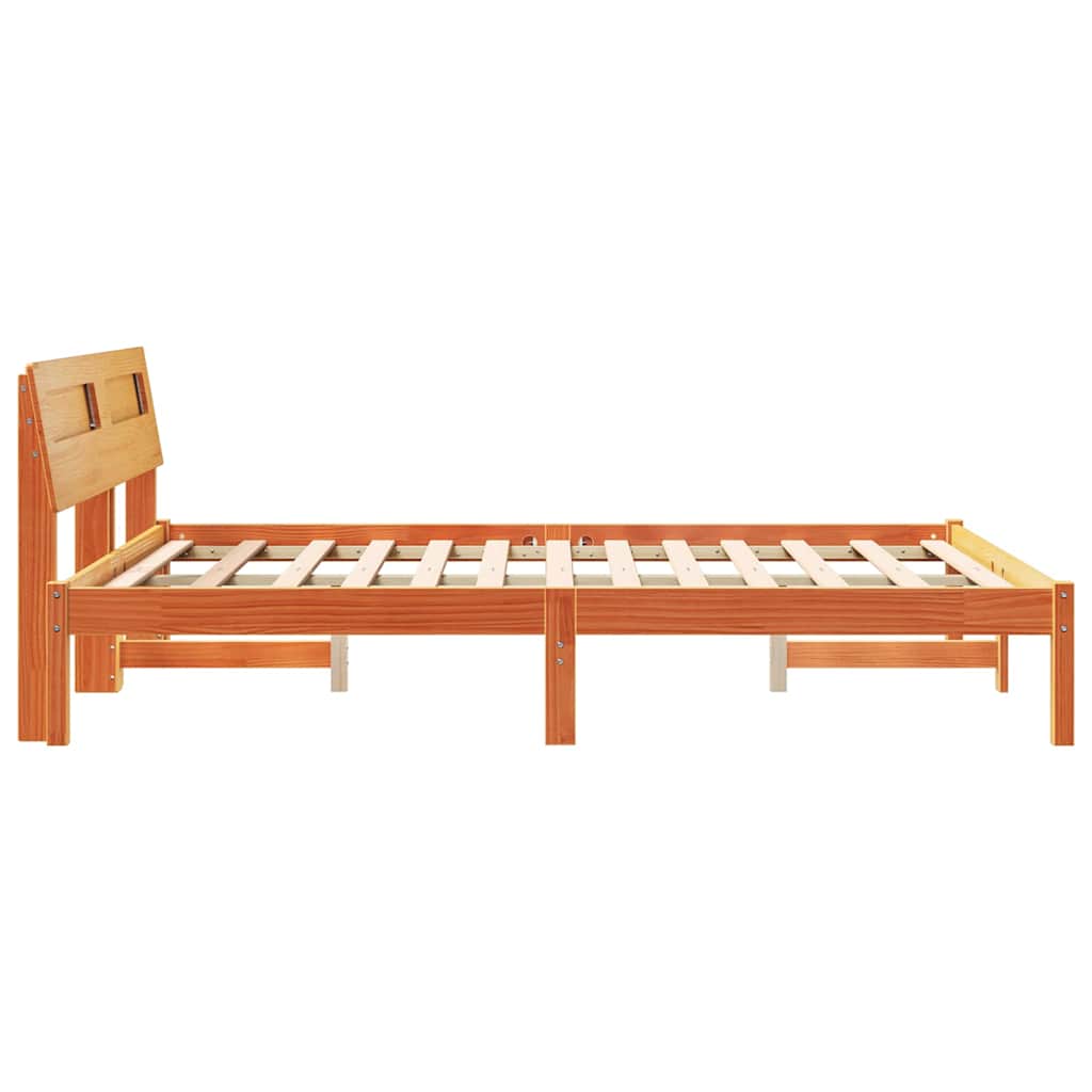 Bettrahmen Wachsbraun 120 x 190 cm Massives Kiefernholz