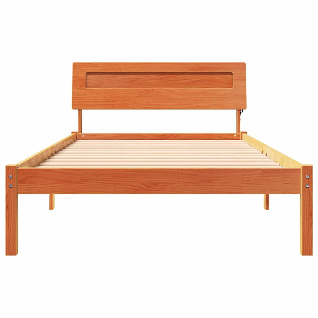 Bettrahmen Wachsbraun 100 x 200 cm Massives Kiefernholz
