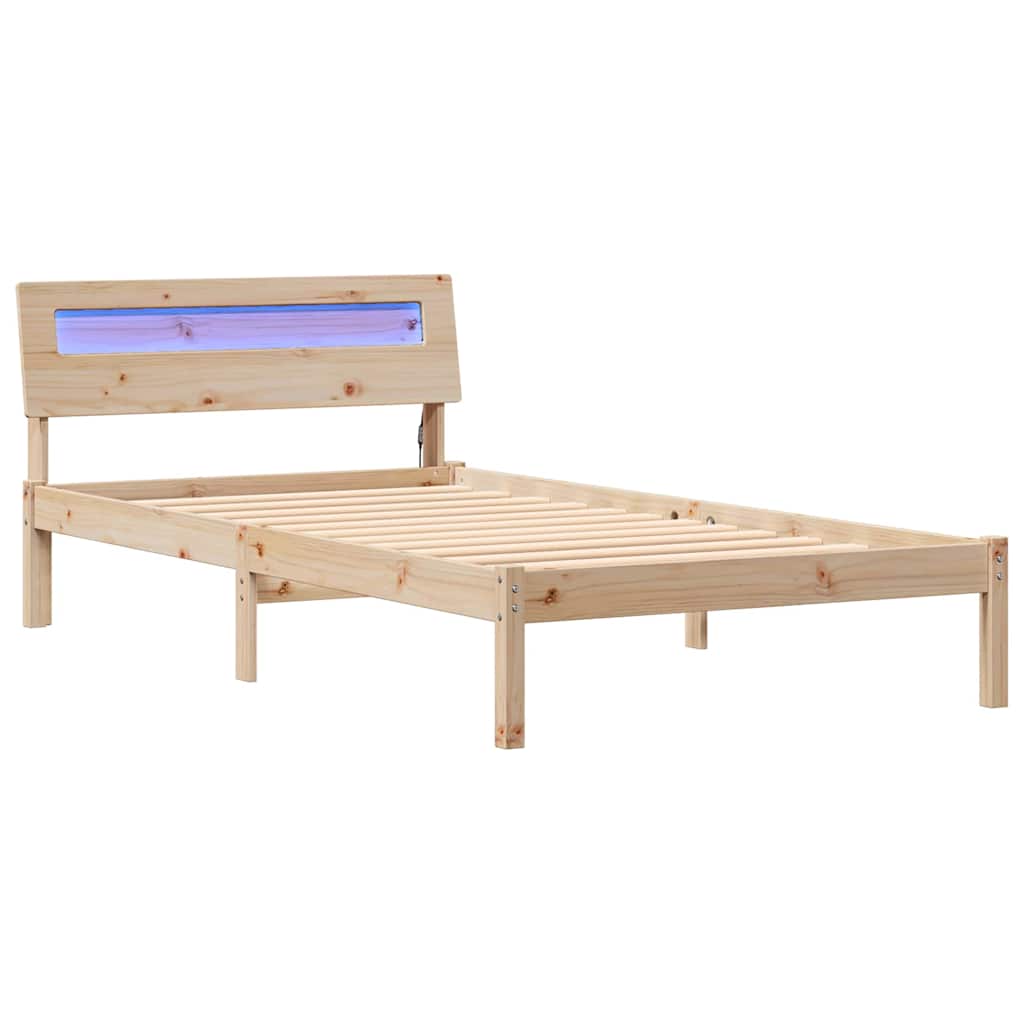 Bettrahmen mit Kopfteil Braun 90 x 200 cm Massives Kiefernholz