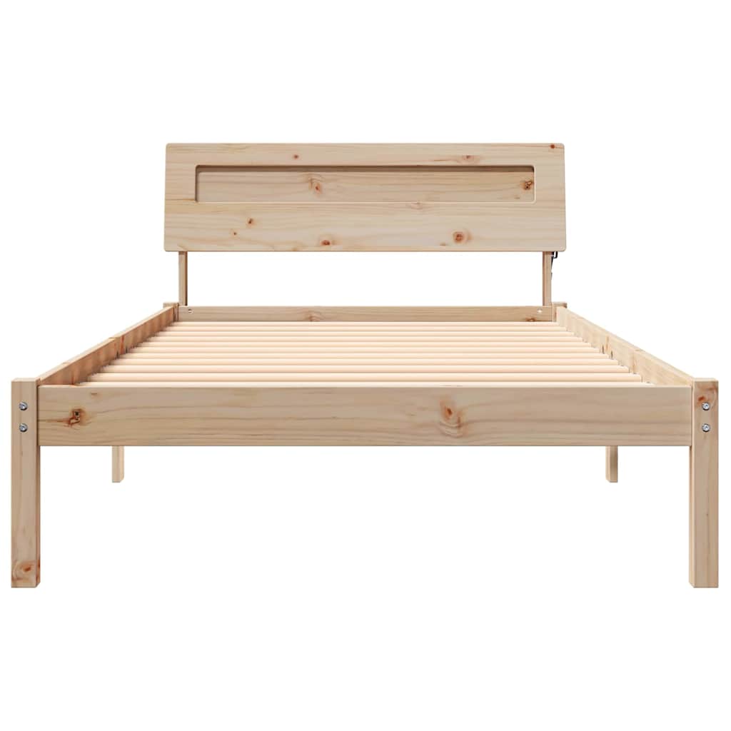 Bettrahmen mit Kopfteil Braun 90 x 200 cm Massives Kiefernholz