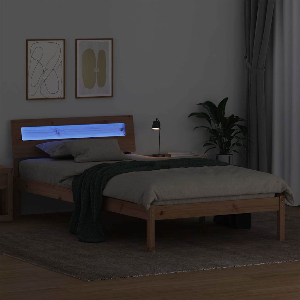 Bettrahmen mit Kopfteil Braun 80 x 200 cm Massives Kiefernholz