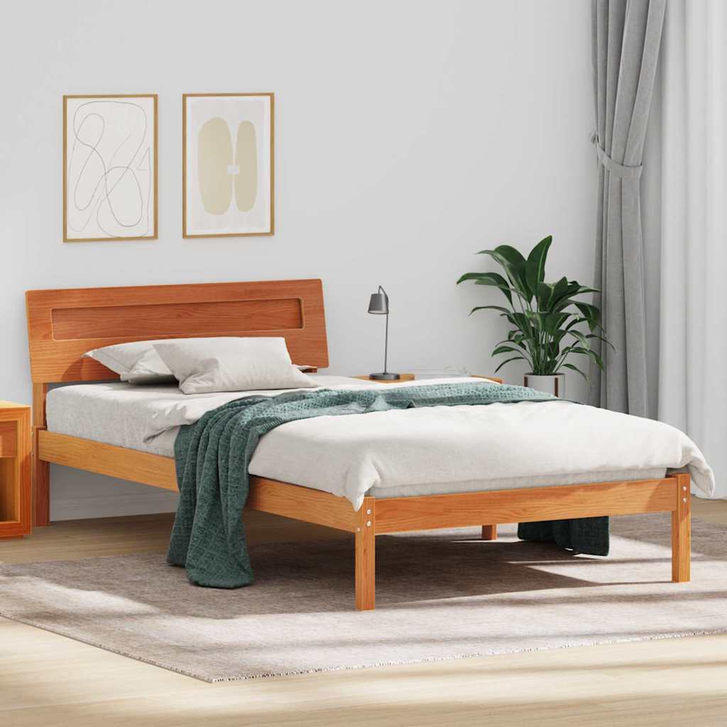 Bettrahmen Wachsbraun 75 x 190 cm Massives Kiefernholz