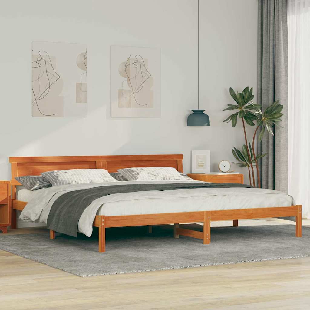 Bettrahmen Wachsbraun 180 x 200 cm Massives Kiefernholz