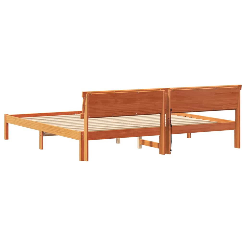 Bettrahmen Wachsbraun 180 x 200 cm Massives Kiefernholz