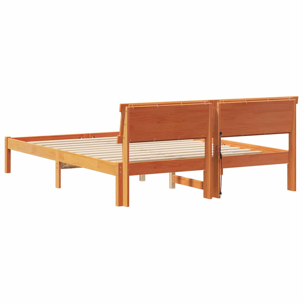 Bettrahmen Wachsbraun 150 x 200 cm Massives Kiefernholz