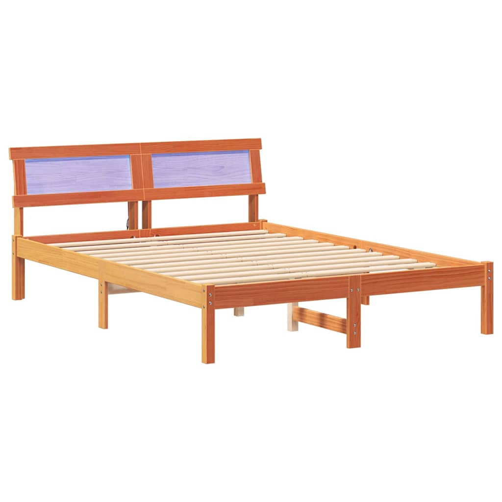 Bettrahmen Wachsbraun 140 x 190 cm Massives Kiefernholz