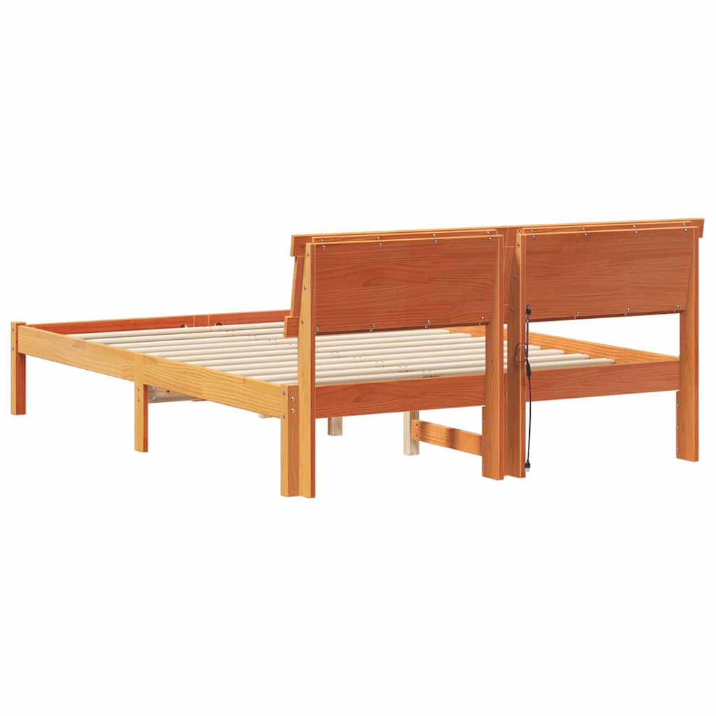 Bettrahmen Wachsbraun 140 x 190 cm Massives Kiefernholz