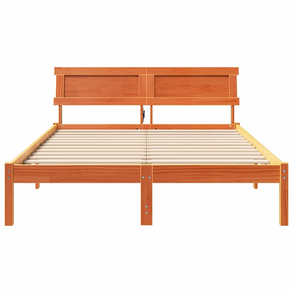 Bettrahmen Wachsbraun 140 x 190 cm Massives Kiefernholz