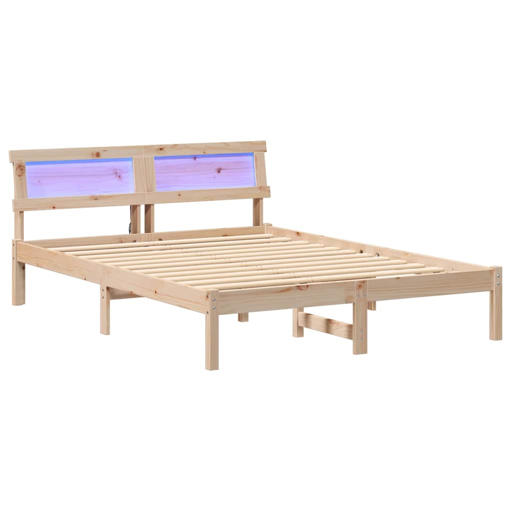 Bettrahmen mit Kopfteil Braun 135 x 190 cm Massives Kiefernholz