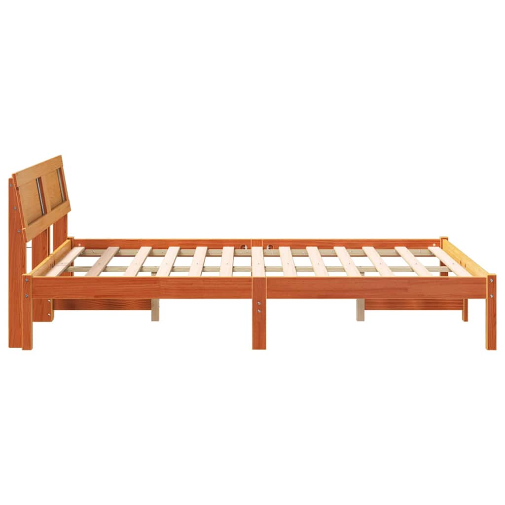 Bettrahmen Wachsbraun 135 x 190 cm Massives Kiefernholz