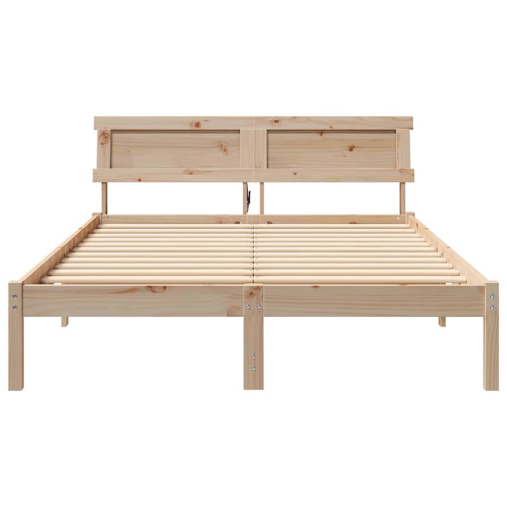 Bettrahmen mit Kopfteil Braun 120 x 190 cm Massives Kiefernholz