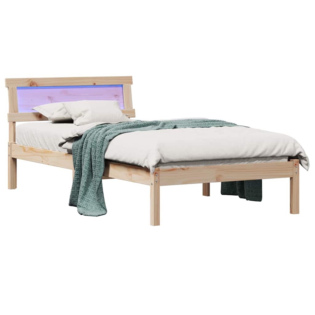 Bettrahmen mit Kopfteil Braun 90 x 200 cm Massives Kiefernholz