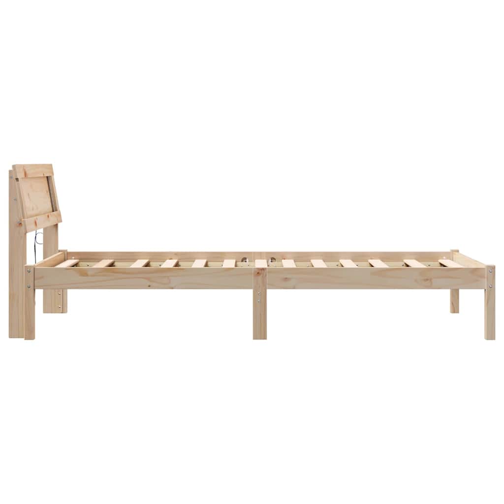 Bettrahmen mit Kopfteil Braun 90 x 200 cm Massives Kiefernholz