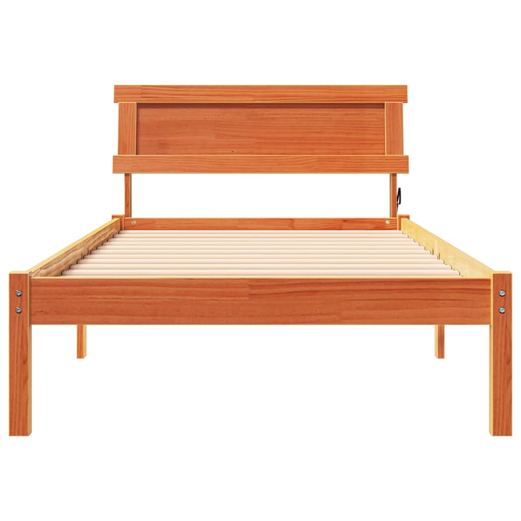 Bettrahmen Wachsbraun 90 x 200 cm Massives Kiefernholz
