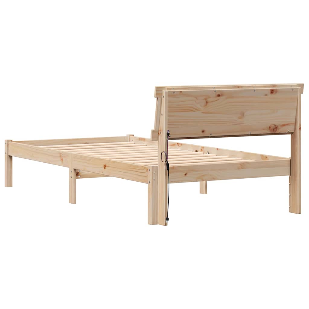 Bettrahmen mit Kopfteil Braun 80 x 200 cm Massives Kiefernholz