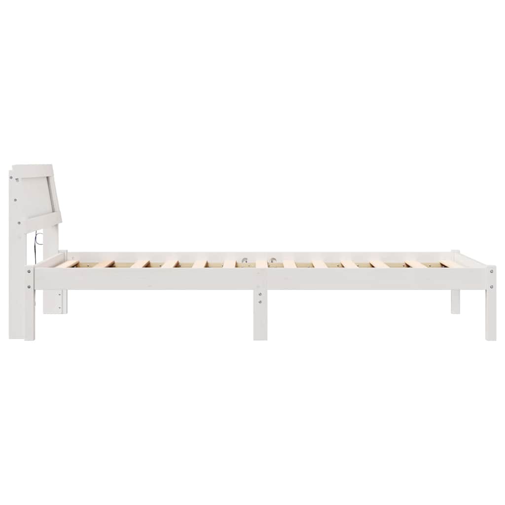 Bettrahmen mit Kopfteil Weiß 80 x 200 cm Massives Kiefernholz