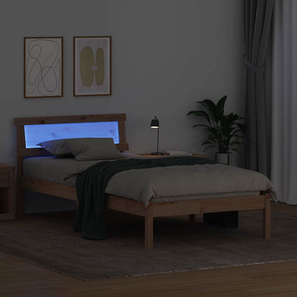 Bettrahmen mit Kopfteil Braun 90 x 190 cm Massives Kiefernholz