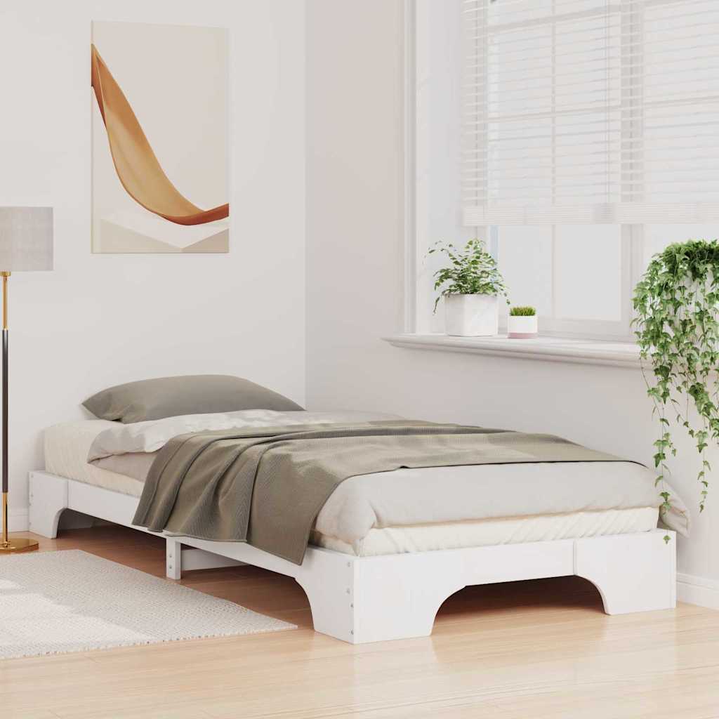 Bettrahmen Weiß 90 x 210 cm Massives Kiefernholz