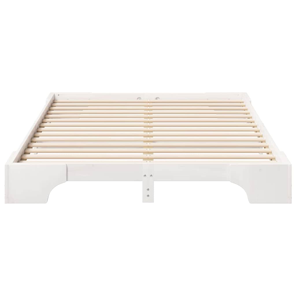 Bettrahmen Weiß 140 x 210 cm Massives Kiefernholz