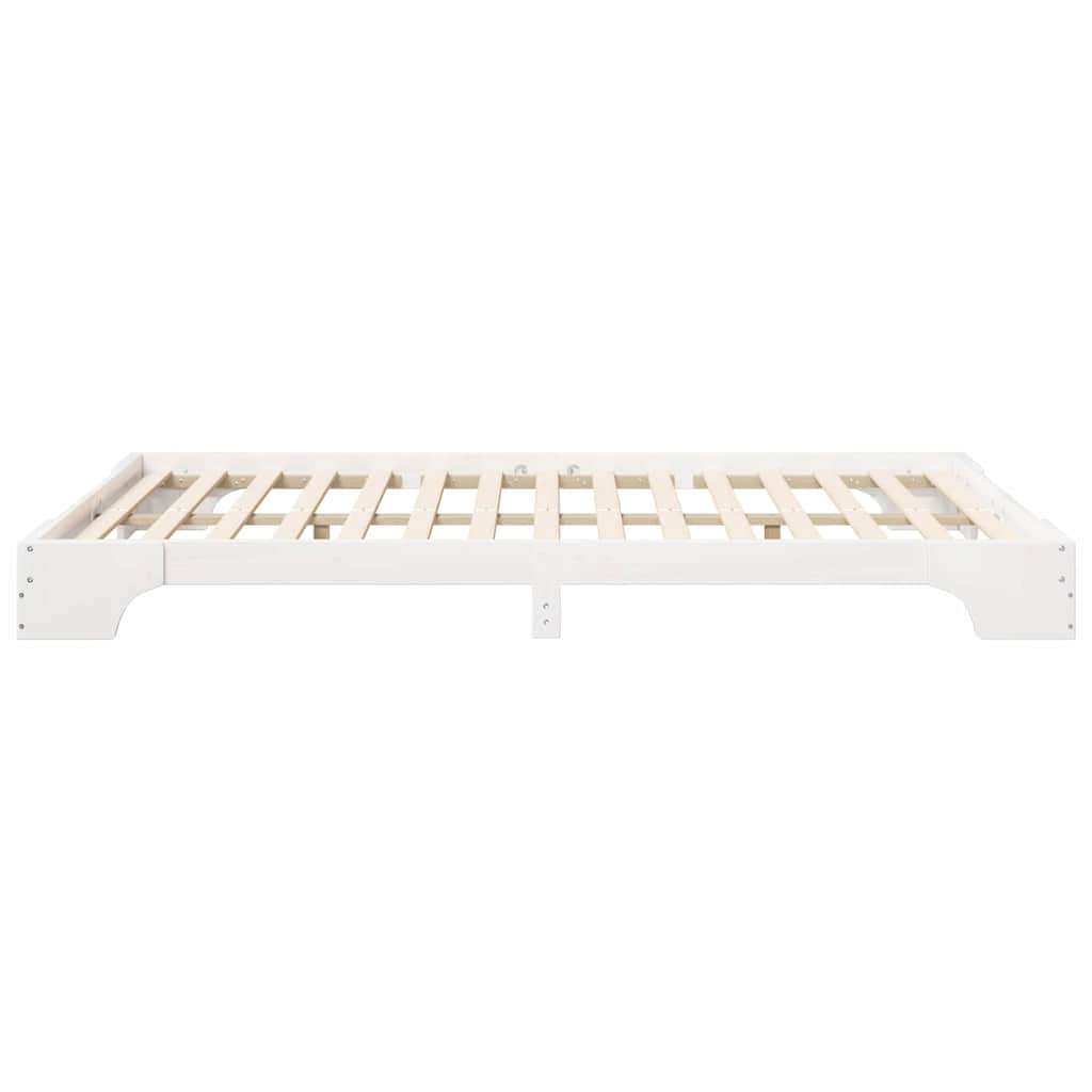 Bettrahmen Weiß 140 x 210 cm Massives Kiefernholz