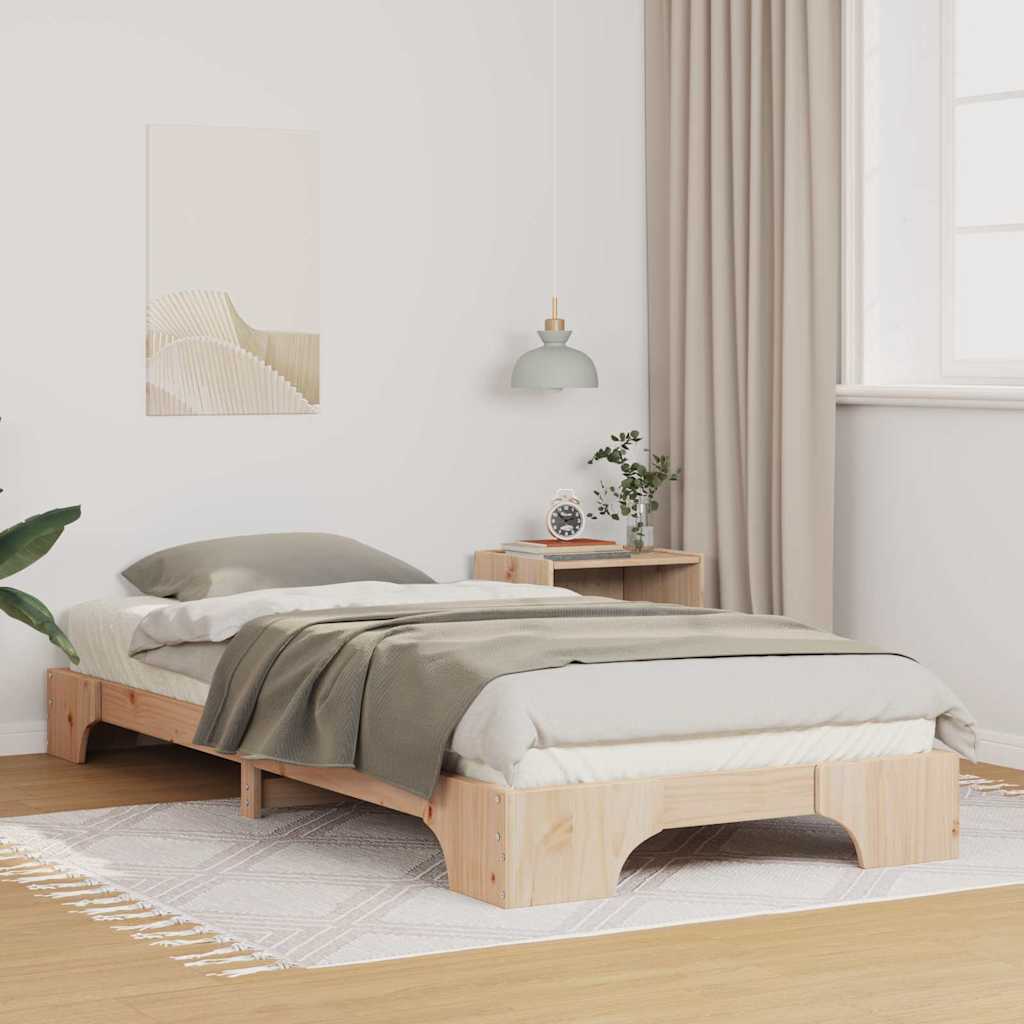 Bettrahmen Braun 90 x 220 cm Massives Kiefernholz