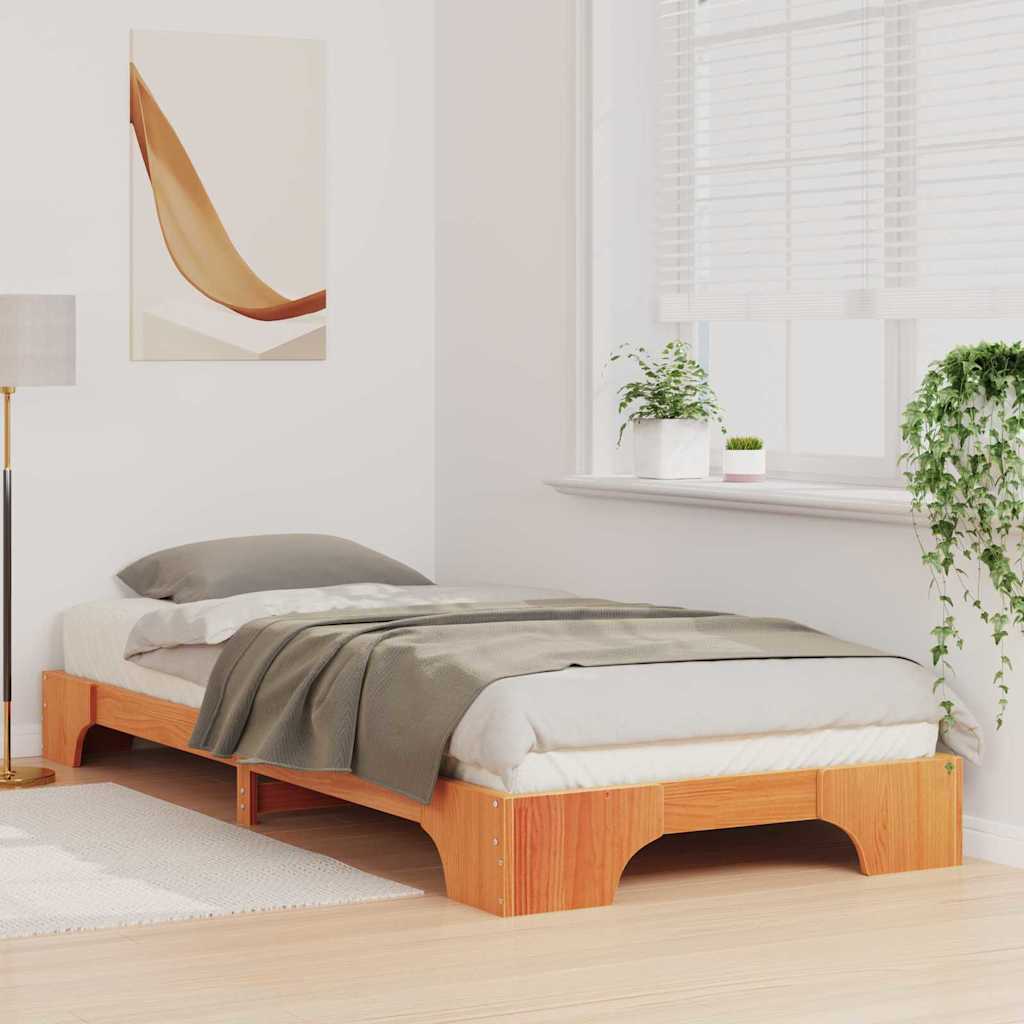 Bettrahmen Braun 90 x 220 cm Massives Kiefernholz
