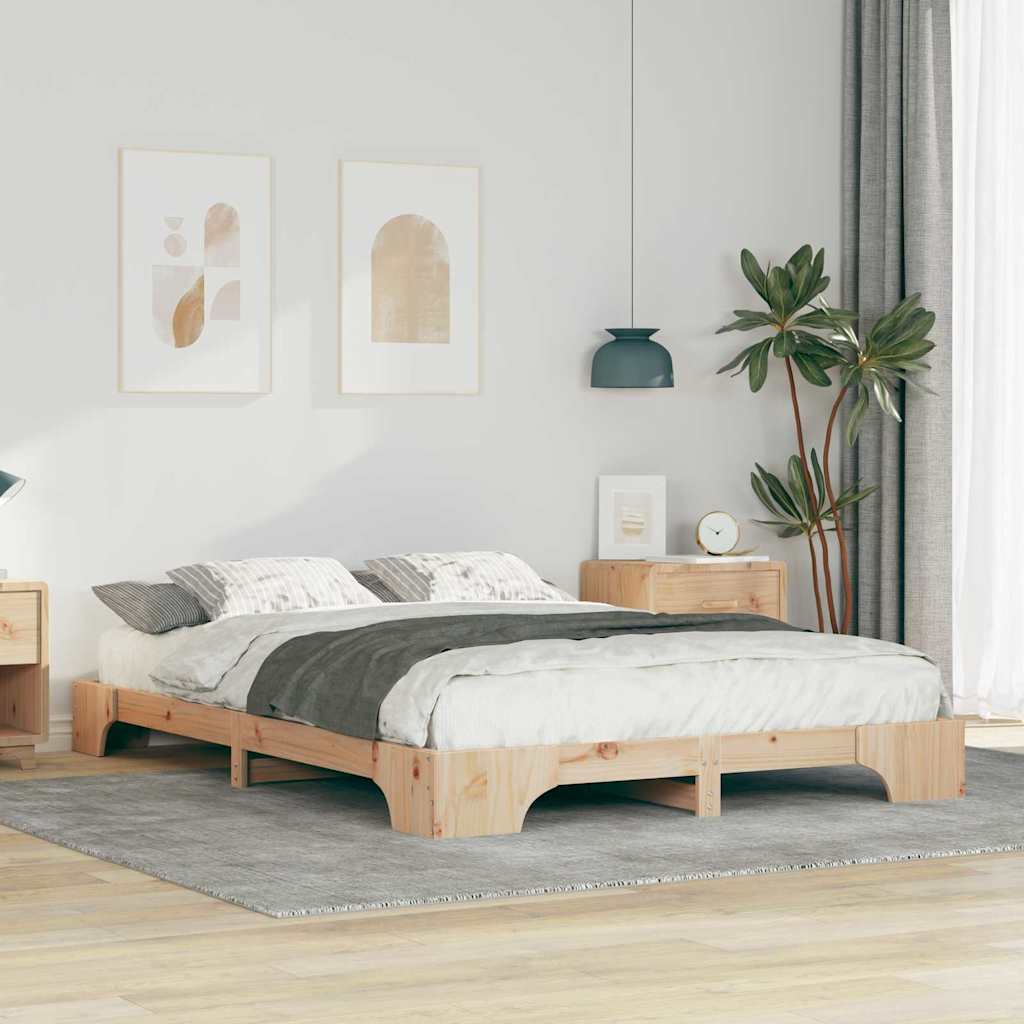 Bettrahmen Braun 140 x 220 cm Massives Kiefernholz