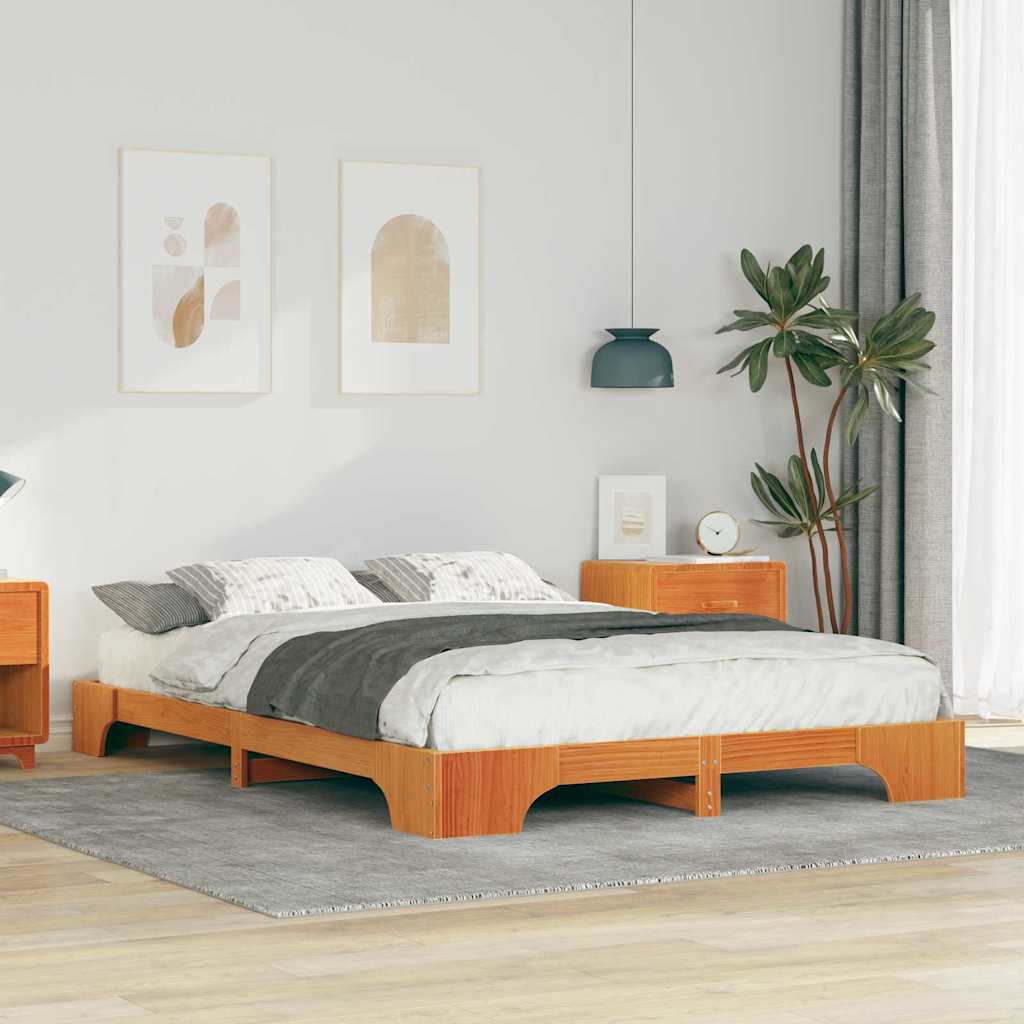 Bettrahmen Braun 140 x 220 cm Massives Kiefernholz