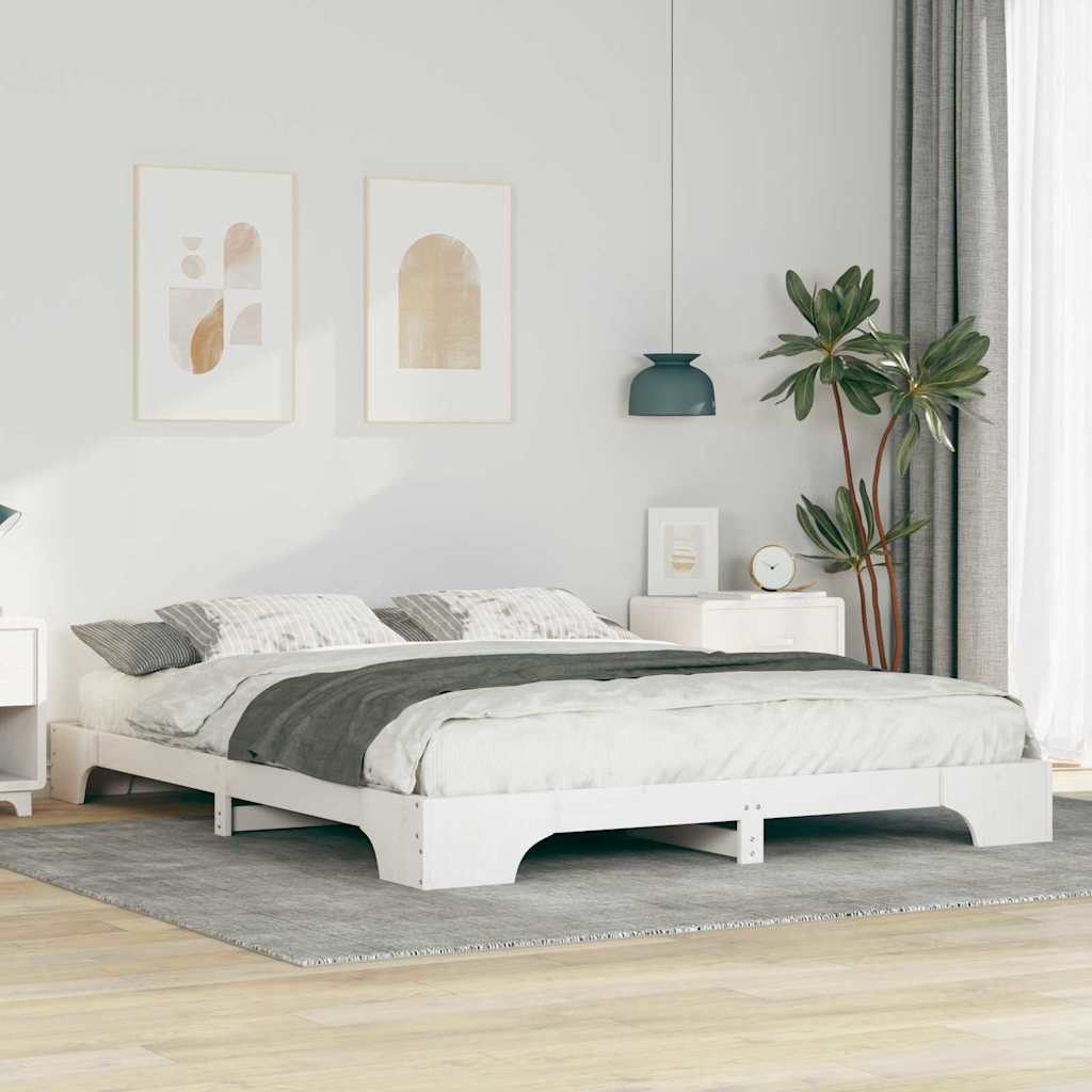 Bettrahmen Weiß 160 x 220 cm Massives Kiefernholz