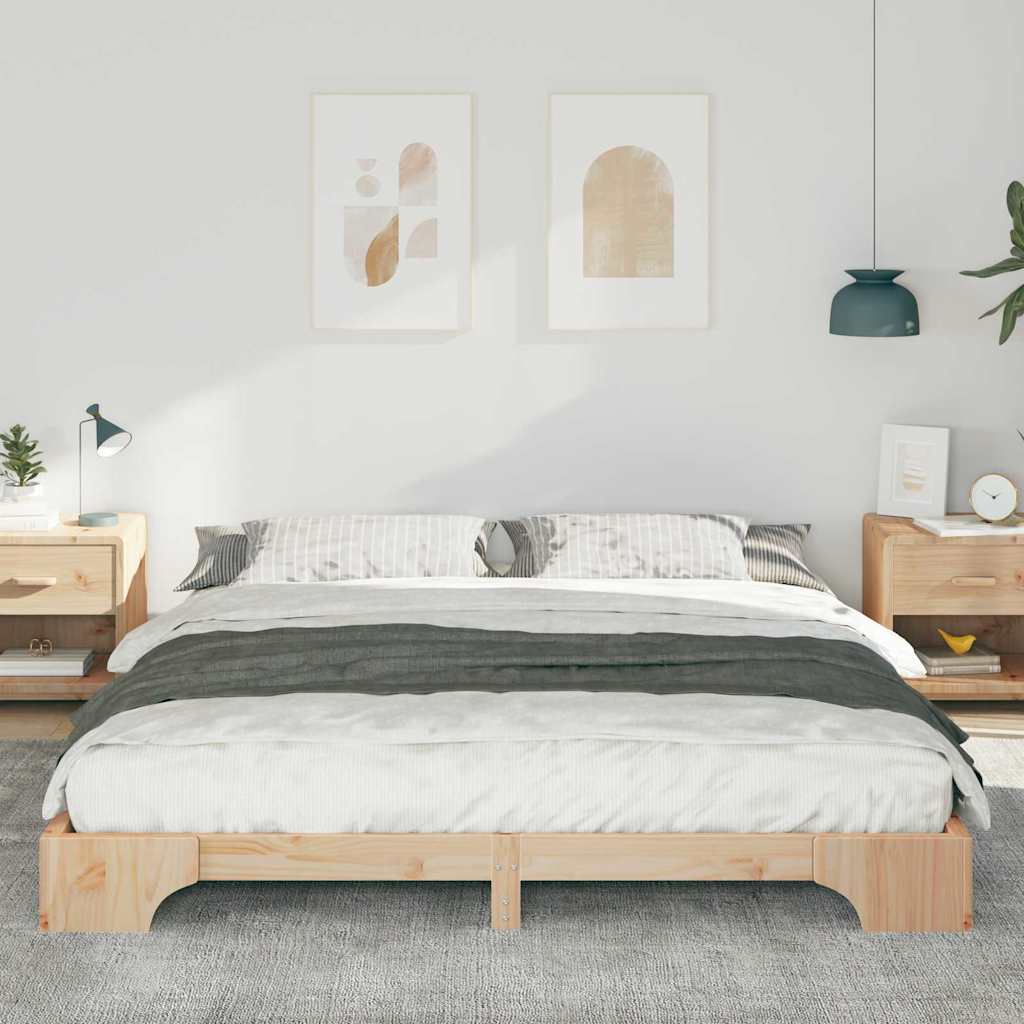 Bettrahmen Braun 200 x 220 cm Massives Kiefernholz