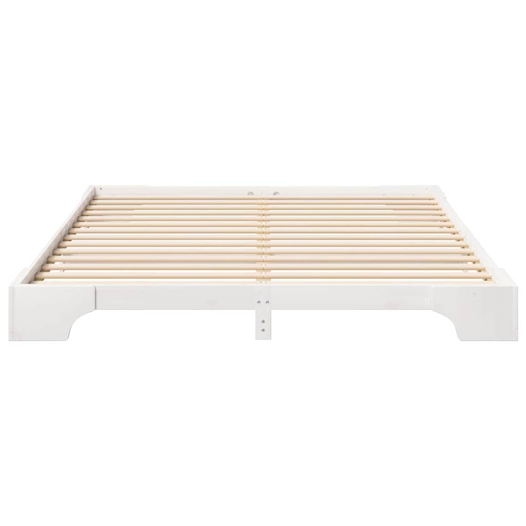 Bettrahmen Weiß 200 x 220 cm Massives Kiefernholz