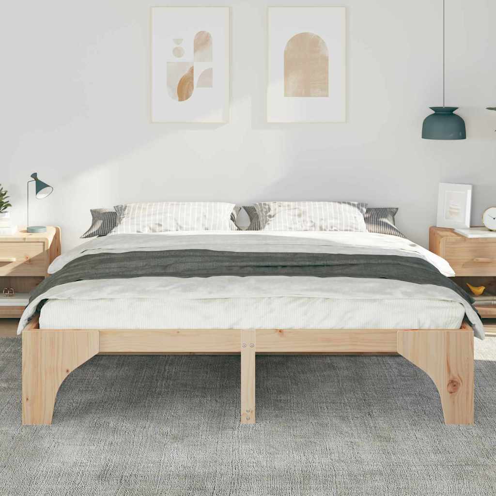 Bettrahmen Braun 200 x 200 cm Massives Kiefernholz