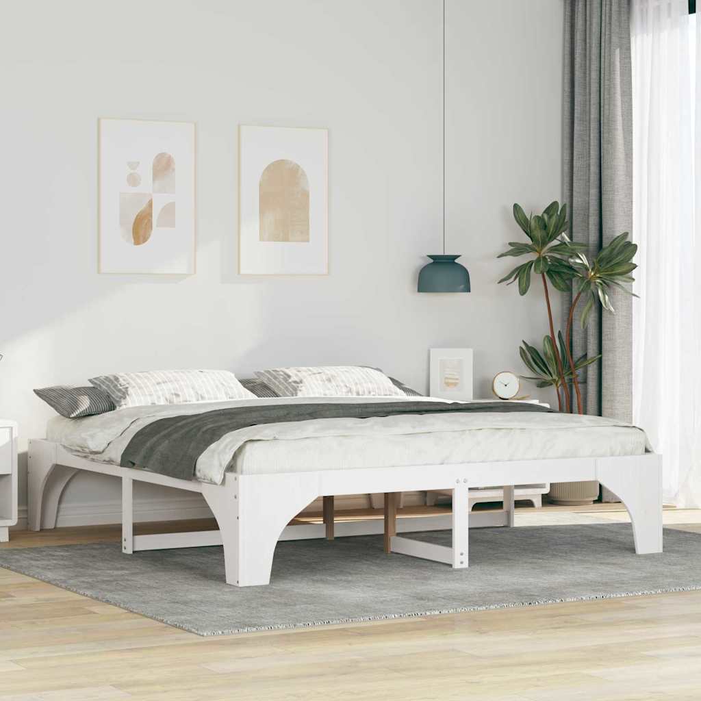 Bettrahmen Weiß 180 x 200 cm Massives Kiefernholz