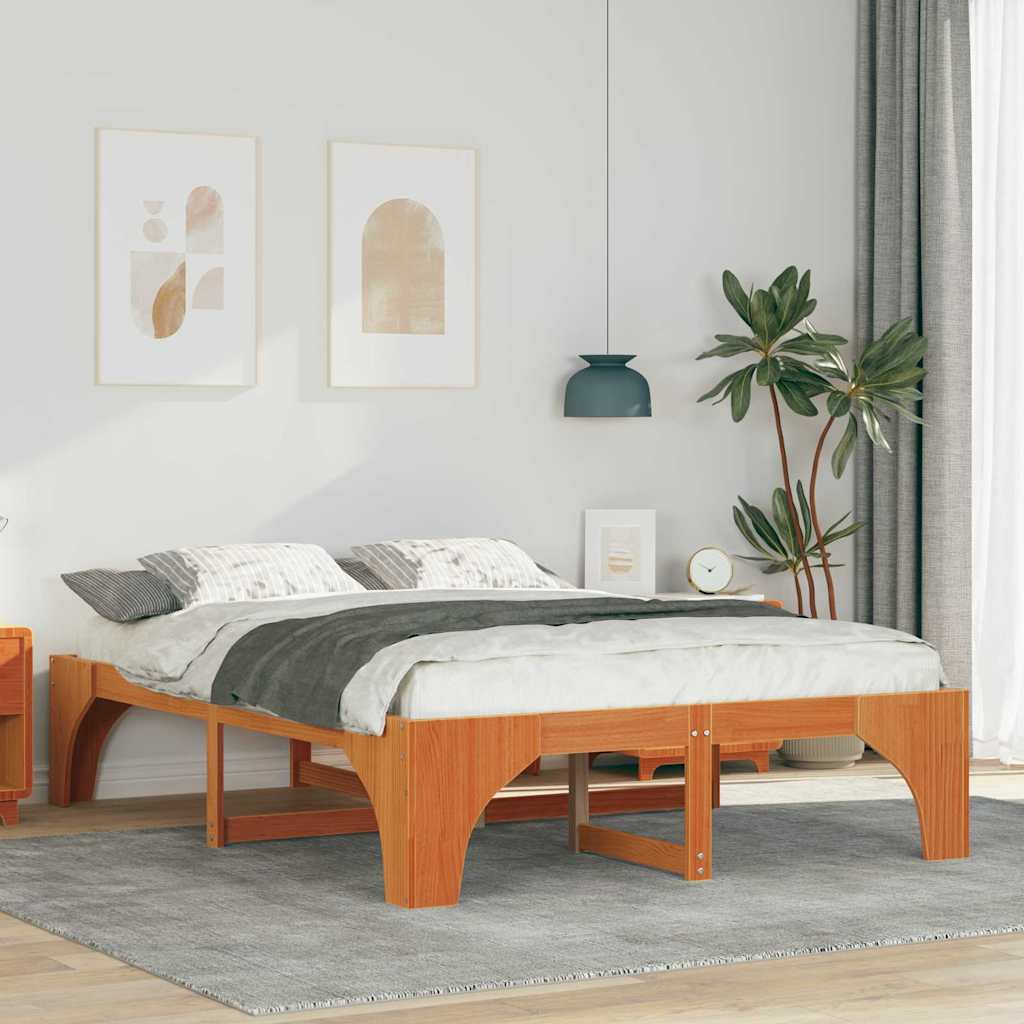Bettrahmen Braun 140 x 200 cm Massives Kiefernholz