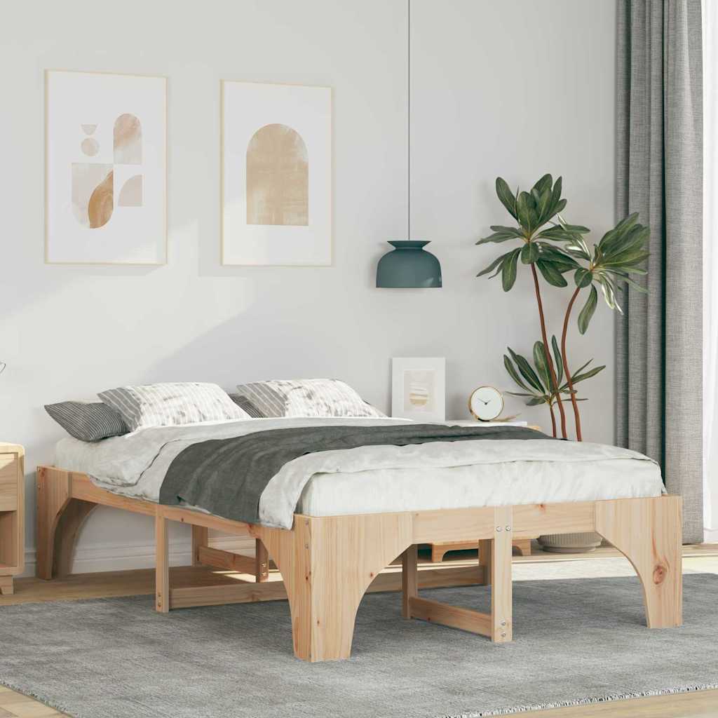Bettrahmen Braun 135 x 190 cm Massives Kiefernholz