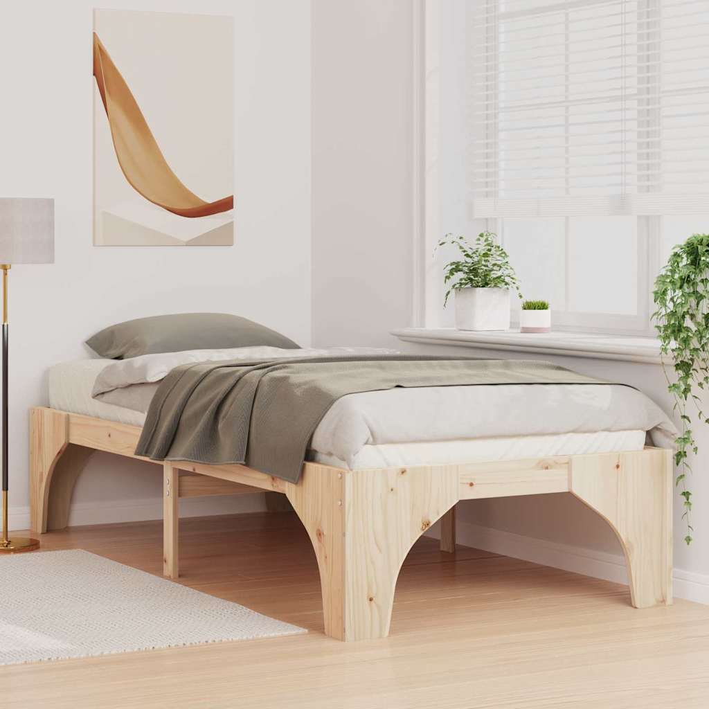 Bettrahmen Braun 75 x 190 cm Massives Kiefernholz