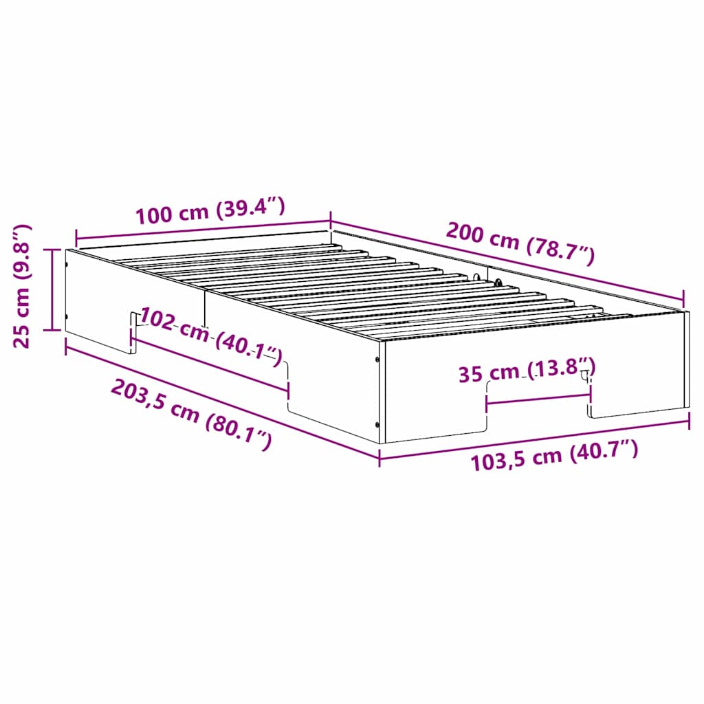 Bettgestell Braun 100 x 200 cm