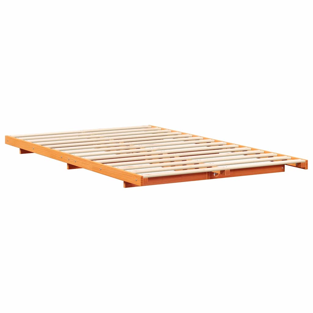 Bettrahmen Wachsbraun 140 x 190 cm Massives Kiefernholz