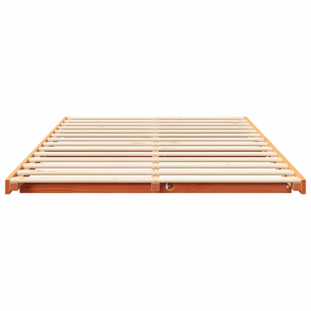 Bettrahmen Wachsbraun 140 x 190 cm Massives Kiefernholz