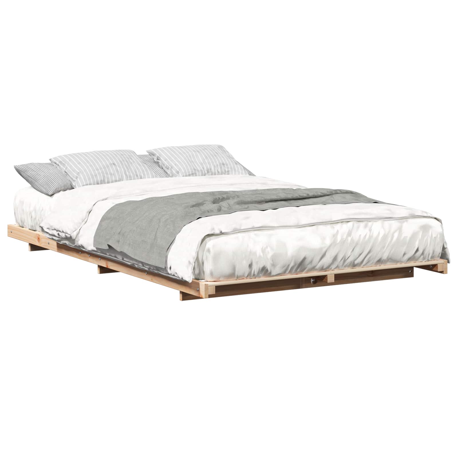 Bettrahmen Braun 135 x 190 cm Massives Kiefernholz