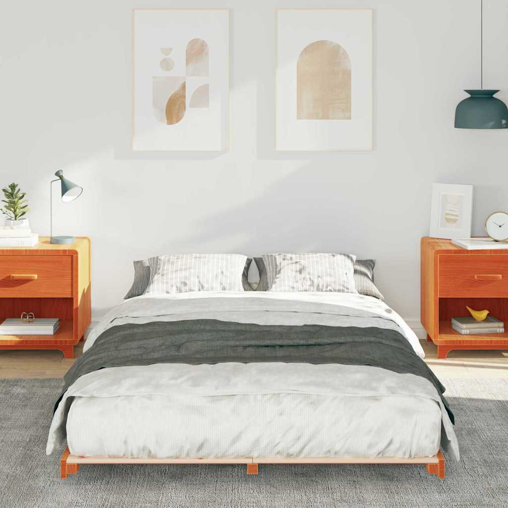 Bettrahmen Wachsbraun 135 x 190 cm Massives Kiefernholz